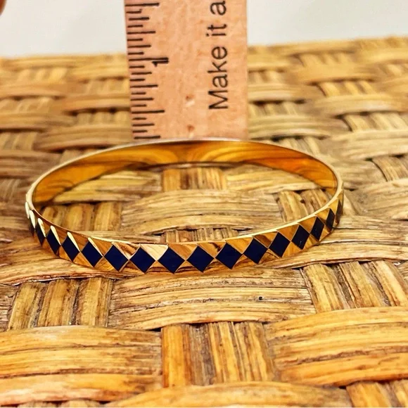 Napier Gold Tone and Blue Enamel Bangle Bracelet - Picture 8 of 8